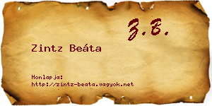 Zintz Beáta névjegykártya